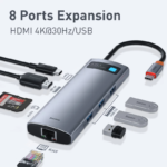 Hub USB-C Baseus 8 em 1 Dockstation HDMI 4k USB 3.0 SD 100w multiportas